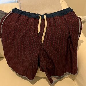 Fair Harbor Maroon and Black Zigzag Shorts swim trunks